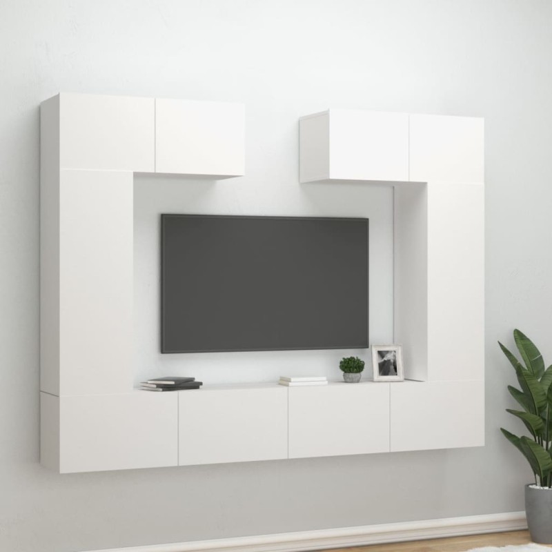 vidaXL Set de muebles para TV 6 piezas madera contrachapada blanco vidaXL Set de muebles para TV 6 piezas madera contrachapada blanco