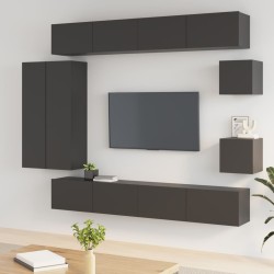 vidaXL Set de muebles para TV 8 piezas madera contrachapada negro