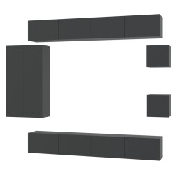vidaXL Set de muebles para TV 8 piezas madera contrachapada negro