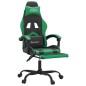 vidaXL Silla gaming giratoria y reposapiés cuero sintético negro verde vidaXL Silla gaming giratoria y reposapiés cuero sintético negro verde