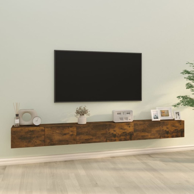 vidaXL Set de muebles de TV 3 pzas madera contrachapada roble ahumado vidaXL Set de muebles de TV 3 pzas madera contrachapada roble ahumado