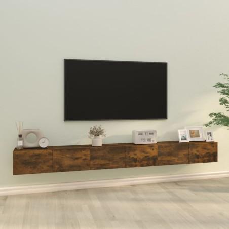 vidaXL Set de muebles de TV 3 pzas madera contrachapada roble ahumado