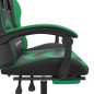 vidaXL Silla gaming giratoria y reposapiés cuero sintético negro verde vidaXL Silla gaming giratoria y reposapiés cuero sintético negro verde