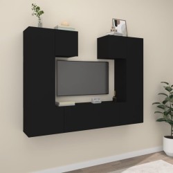 vidaXL Set de muebles para TV 6 piezas madera contrachapada negro