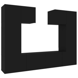 vidaXL Set de muebles para TV 6 piezas madera contrachapada negro