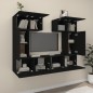 vidaXL Set de muebles para TV 6 piezas madera contrachapada negro