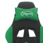vidaXL Silla gaming giratoria y reposapiés cuero sintético negro verde vidaXL Silla gaming giratoria y reposapiés cuero sintético negro verde