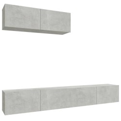 vidaXL Set de muebles de TV 3 pzas madera contrachapada gris hormigón