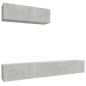 vidaXL Set de muebles de TV 3 pzas madera contrachapada gris hormigón