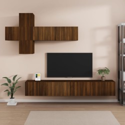 vidaXL Set de muebles para TV 7 pzas madera contrachapada roble marrón