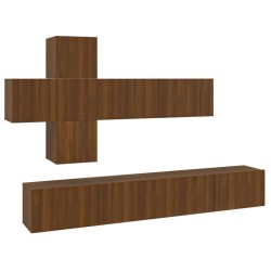 vidaXL Set de muebles para TV 7 pzas madera contrachapada roble marrón