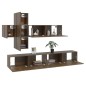 vidaXL Set de muebles para TV 7 pzas madera contrachapada roble marrón