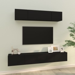 vidaXL Set de muebles para TV 4 piezas madera contrachapada negro