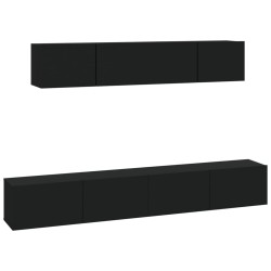 vidaXL Set de muebles para TV 4 piezas madera contrachapada negro