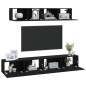 vidaXL Set de muebles para TV 4 piezas madera contrachapada negro