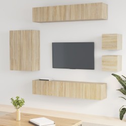 vidaXL Set de muebles para TV 8 pzas madera contrachapada roble Sonoma