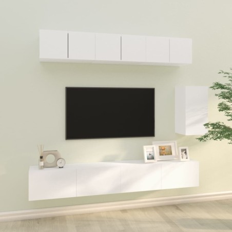 vidaXL Set de muebles para TV 6 piezas madera contrachapada blanco