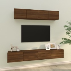 vidaXL Set de muebles para TV 4 pzas madera contrachapada marrón roble