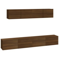 vidaXL Set de muebles para TV 4 pzas madera contrachapada marrón roble