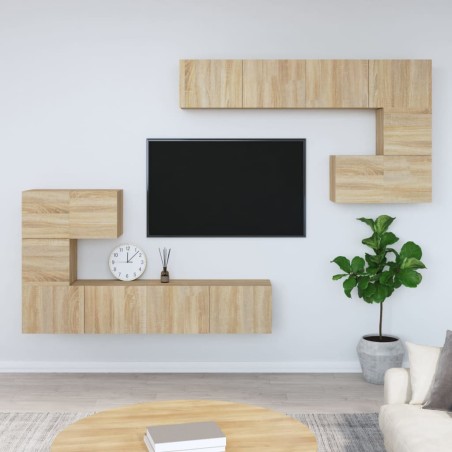 vidaXL Mueble de pared para TV madera contrachapada color roble sonoma