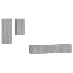 vidaXL Set de muebles para TV 4 pzas madera contrachapada gris Sonoma