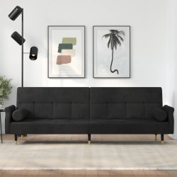 vidaXL Sofá cama con cojines terciopelo negro