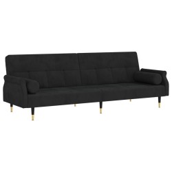vidaXL Sofá cama con cojines terciopelo negro