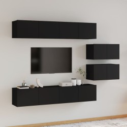 vidaXL Set de muebles para TV 6 piezas madera contrachapada negro