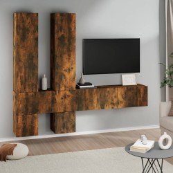 vidaXL Mueble de pared para TV madera contrachapada roble ahumado