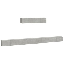 vidaXL Set de muebles de TV 6 pzas madera contrachapada gris hormigón