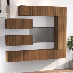 vidaXL Set de muebles para TV 7 pzas madera contrachapada roble marrón