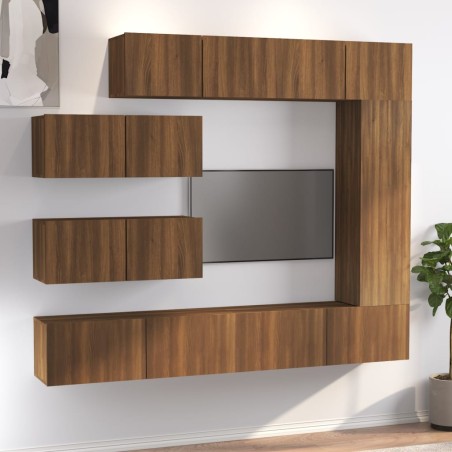 vidaXL Set de muebles para TV 7 pzas madera contrachapada roble marrón