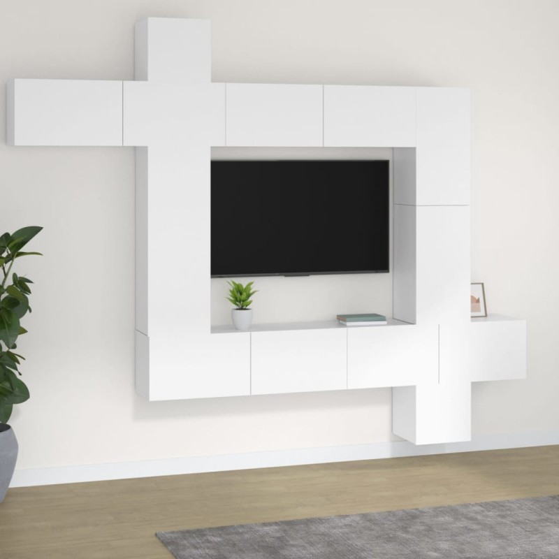 vidaXL Set de muebles para TV 9 piezas madera contrachapada blanco vidaXL Set de muebles para TV 9 piezas madera contrachapada blanco