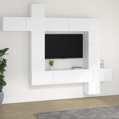 vidaXL Set de muebles para TV 9 piezas madera contrachapada blanco