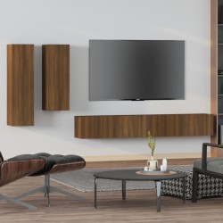 vidaXL Set de muebles para TV 4 pzas madera contrachapada marrón roble