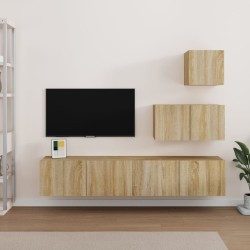 vidaXL Set de muebles para TV 4 pzas madera contrachapada roble Sonoma