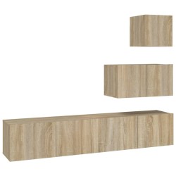 vidaXL Set de muebles para TV 4 pzas madera contrachapada roble Sonoma