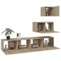 vidaXL Set de muebles para TV 4 pzas madera contrachapada roble Sonoma
