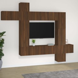 vidaXL Set de muebles para TV 9 pzas madera contrachapada roble marrón