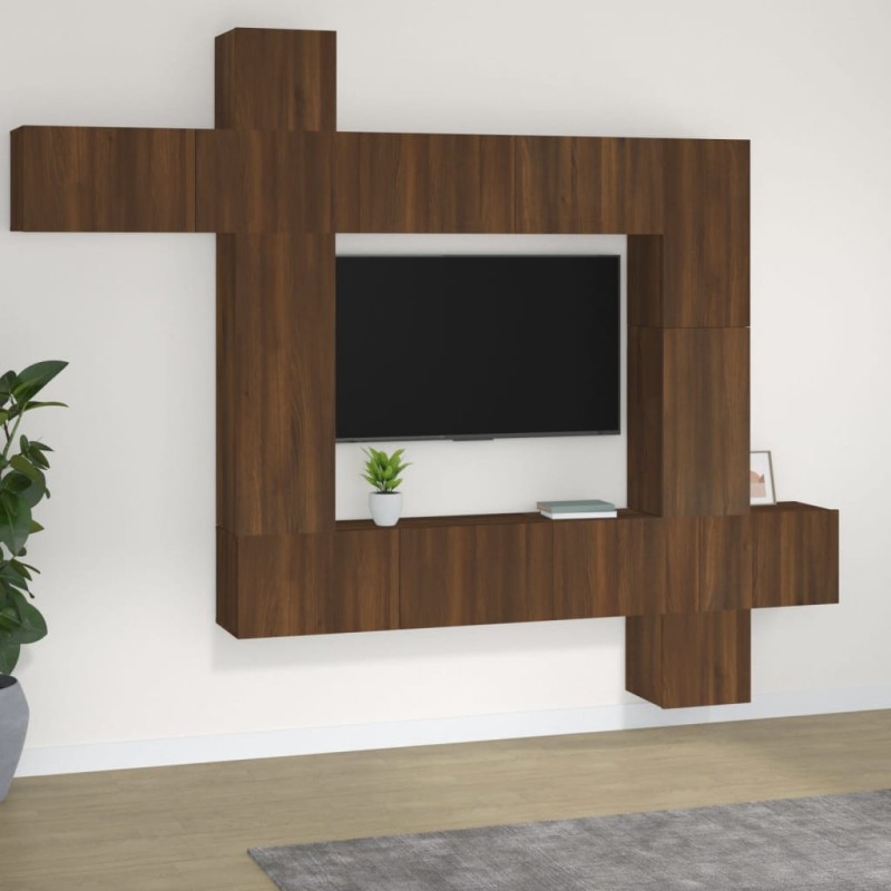 vidaXL Set de muebles para TV 9 pzas madera contrachapada roble marrón vidaXL Set de muebles para TV 9 pzas madera contrachapada roble marrón