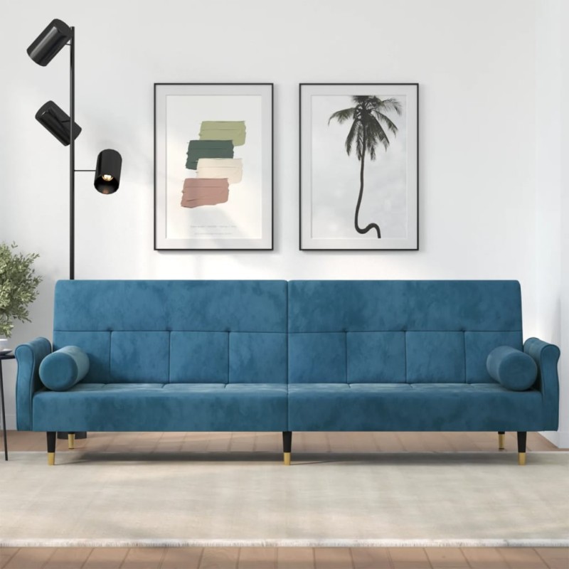 vidaXL Sofá cama con cojines terciopelo azul vidaXL Sofá cama con cojines terciopelo azul