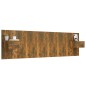 vidaXL Cabecero de cama y mesitas madera contrachapada roble ahumado