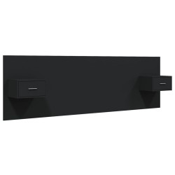 vidaXL Cabecero de cama con mesitas madera contrachapada negro