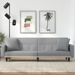 vidaXL Sofá cama con cojines tela gris claro