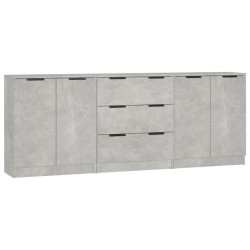 vidaXL Aparador de 3 piezas madera contrachapada gris hormigón