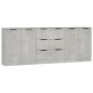 vidaXL Aparador de 3 piezas madera contrachapada gris hormigón