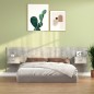vidaXL Cabecero de cama y mesitas madera contrachapada gris hormigón vidaXL Cabecero de cama y mesitas madera contrachapada gris hormigón
