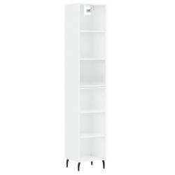 vidaXL Aparador alto contrachapada blanco brillante 34,5x32,5x180 cm