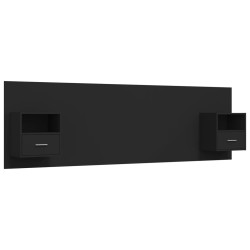 vidaXL Cabecero de cama con mesitas madera contrachapada negro