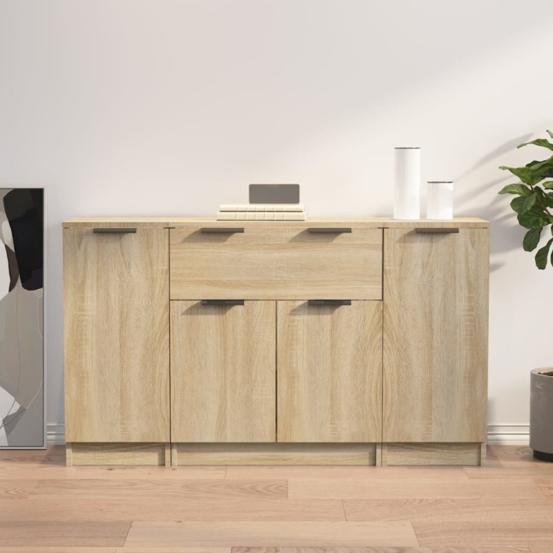 vidaXL Aparadores 3 piezas madera contrachapada color roble sonoma vidaXL Aparadores 3 piezas madera contrachapada color roble sonoma
